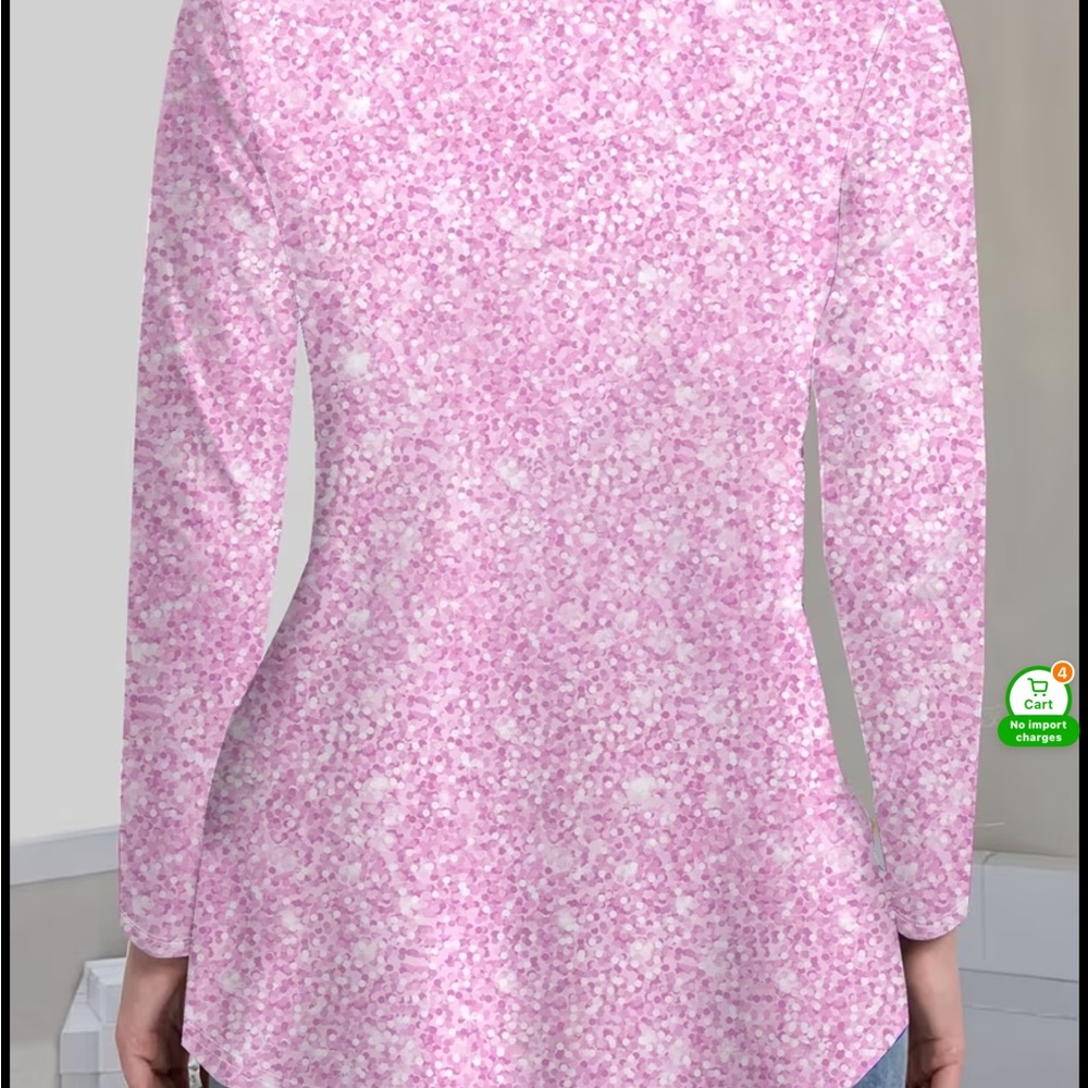 Pink Heart Pattern Women's Top - Picture 2 of 2